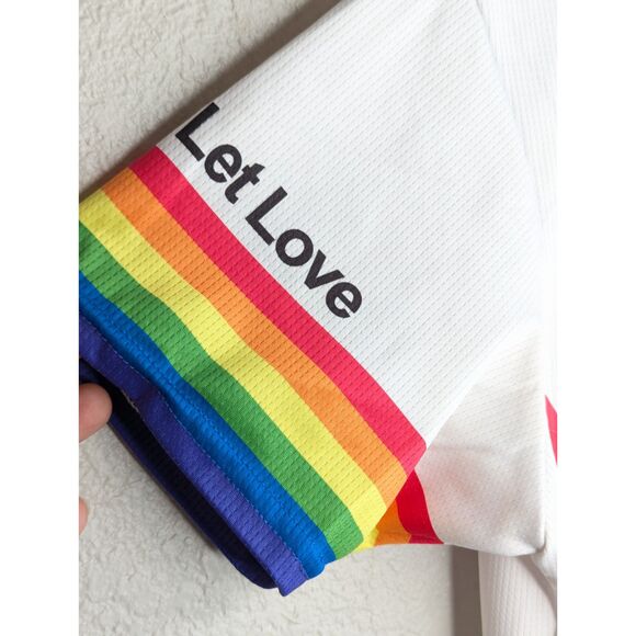 Pride Women's Bicycle Jersey Sz L Mesh White Rainbow Full Zip Moisture Wicking - Picture 6 of 9